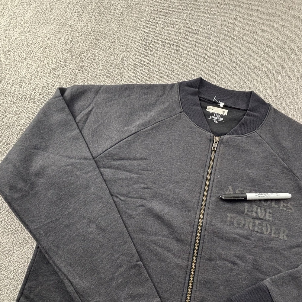 A**holes live forever Jacket Adult Size Extra Large Gray Full Zip Long Sleeve - Picture 2 of 14